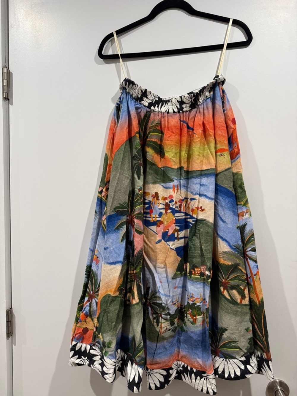 Farm Rio Carioca Midi Skirt Sz S Beach scene - Picture 8 of 8